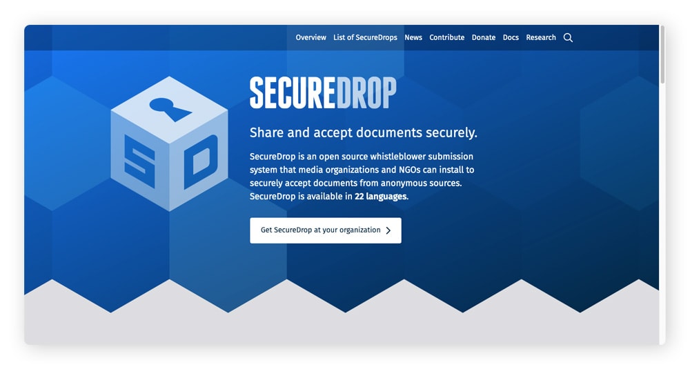 SecureDrop — dark web website illustration